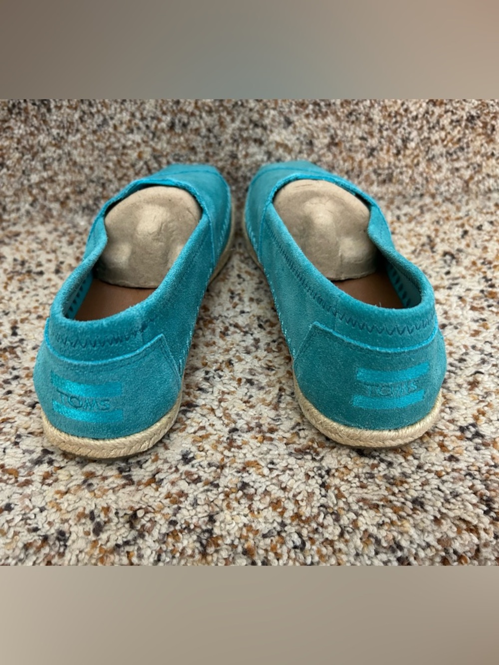 TOMS Turquoise Suede Espadrille Slip-On Flats - Picture 4 of 12